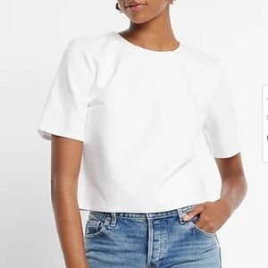 Express Skimming Ponte White Boxy Tee